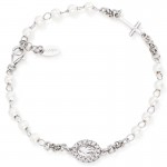 Image of the Amen Silver Rosary Bracelet with pearls for ladies BROBBZ-M3