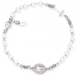 Amen Silver Rosary Bracelet with pearls for ladies BROBBZ-M3