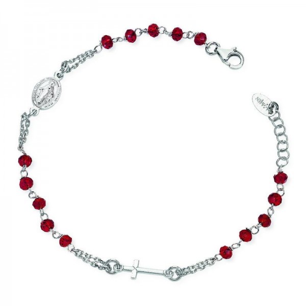 Comprar Pulsera Rosario Amen en plata con cristales BROBR3