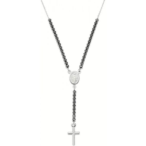 Immagine della Collana Amen rosario in argento con zirconi CLCRMIBNZ4