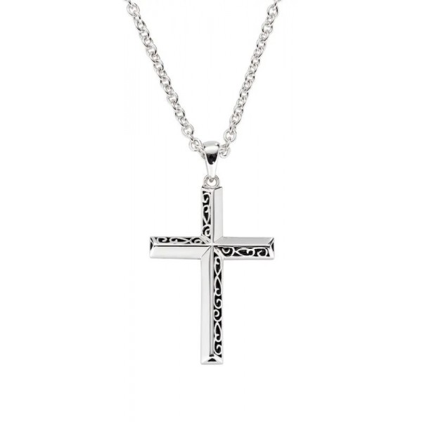 Image du Collier Croix Amen en argent pour hommes CLCRUB