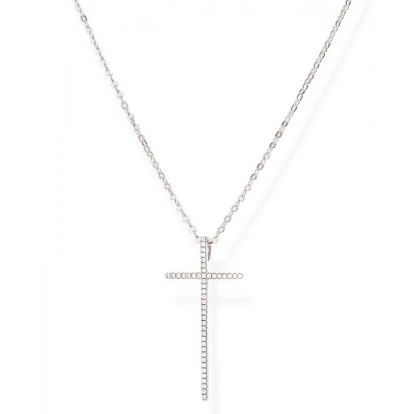 Buy Amen Silver Cross Necklace with zircons for ladies CLLCBBZ