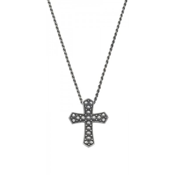 Imagen del Collar Cruz Amen en plata para hombres CLUCSAN2