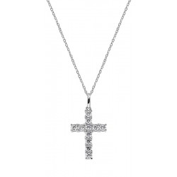 Amen Silver Cross Necklace with zircons for ladies CRBB01