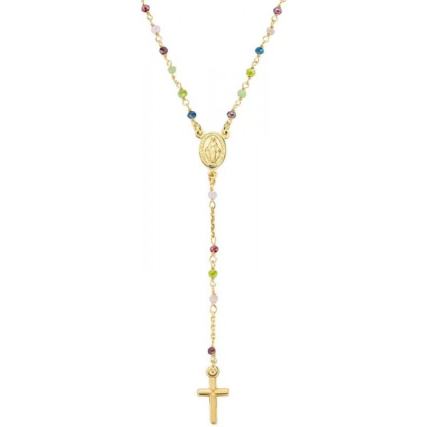 Collier Chapelet Amen en argent avec cristaux pour femmes CRO10GARVE4 Image du Collier Chapelet Amen en argent avec cristaux pour femmes CRO10GARVE4