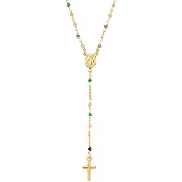 Amen Silver Rosary Necklace with crystals for women CRO10GTOVE4 Image of the Amen Silver Rosary Necklace with crystals for women CRO10GTOVE4