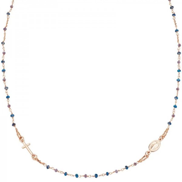 Image of the Amen Silver Rosary Necklace with crystals for women CRO10RBLTO3