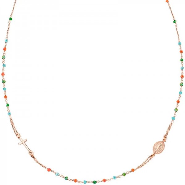 Image of the Amen Silver Rosary Necklace with crystals for women CRO10RCVT3