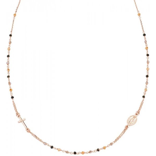 Image of the Amen Silver Rosary Necklace with crystals for women CRO10RMMM3