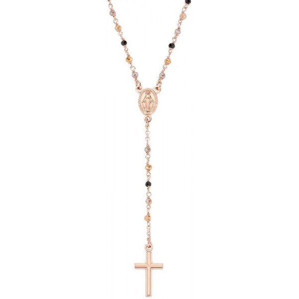 Amen Silver Rosary Necklace with crystals for women CRO10RMMM4 Image of the Amen Silver Rosary Necklace with crystals for women CRO10RMMM4
