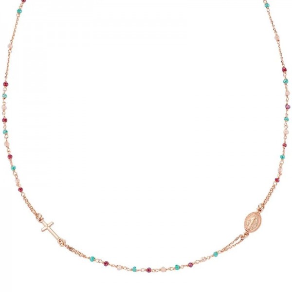 Image of the Amen Silver Rosary Necklace with crystals for women CRO10RRRV3