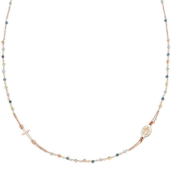 Image of the Amen Silver Rosary Necklace with crystals for women CRO10RVVV3