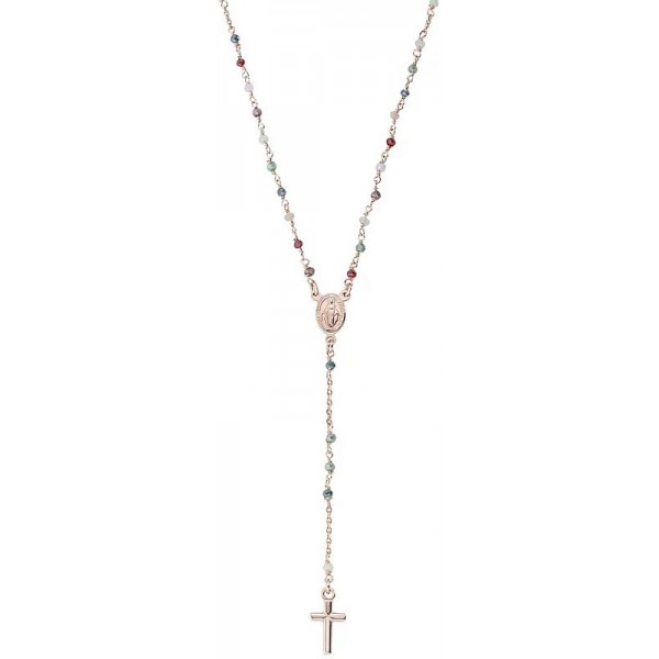 Amen Silver Rosary Necklace with crystals for women CRO25RMU4 Image of the Amen Silver Rosary Necklace with crystals for women CRO25RMU4