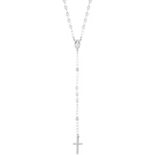 Image of the Amen Silver Rosary Necklace with pearls for ladies CROBB4