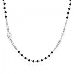 Collar Rosario Amen en plata con cristales CROBN3