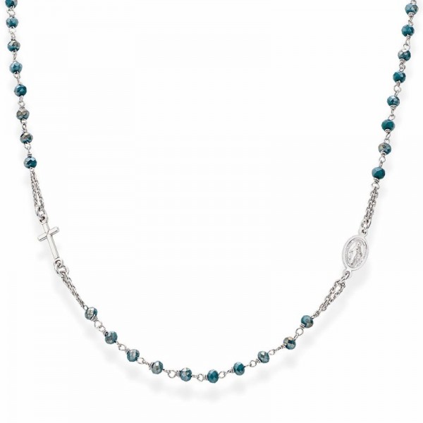 Bild der Amen Rosenkranz Kette aus Silber mit Kristallen CROBP3