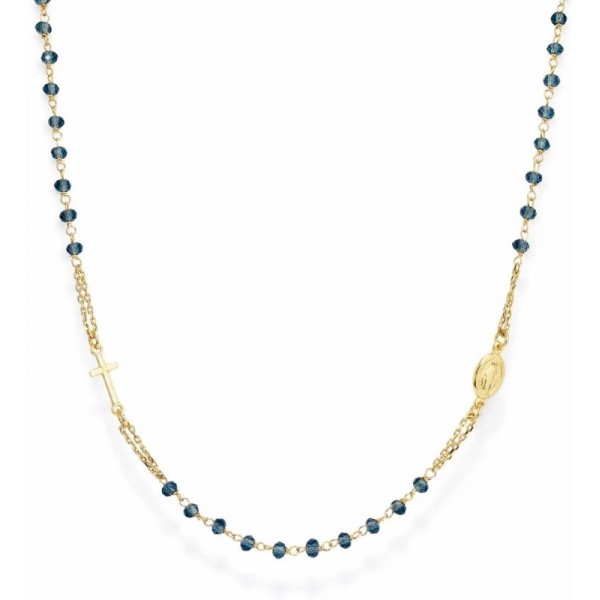 Imagen del Collar Rosario Amen en plata con cristales CROGBL3