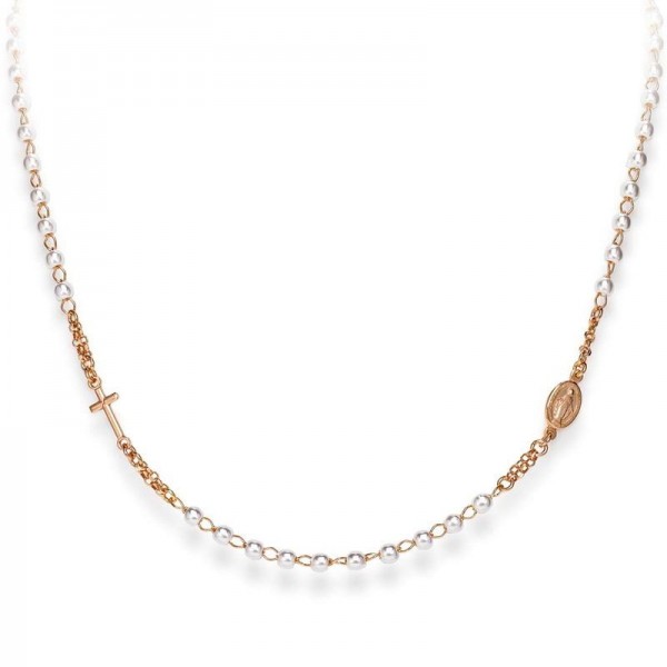 Buy Amen Silver Rosary Necklace with pearls for ladies CRORB3