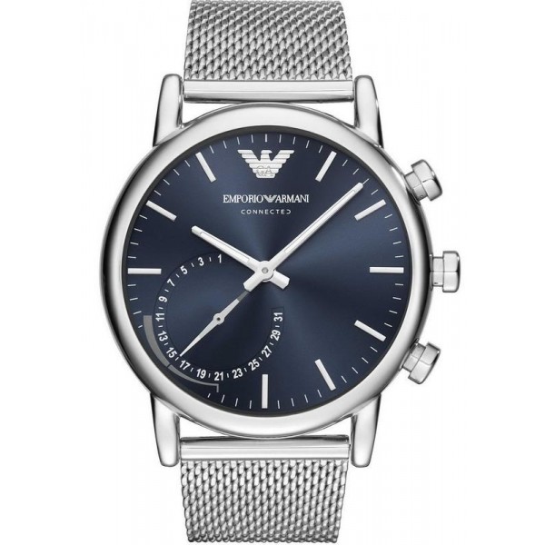 emporio armani man leather hybrid smartwatch