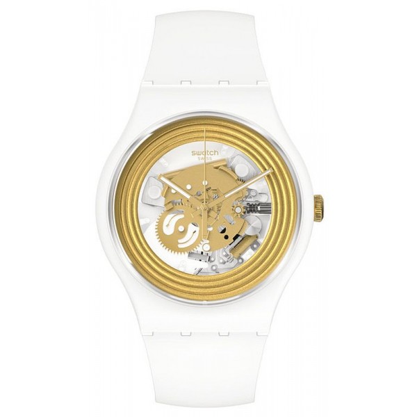 Acheter Montre Swatch Unisex New Gent Golden Rings White SO29W107