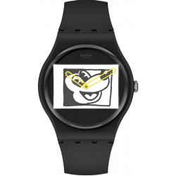 Montre Mickey Mouse Swatch Mickey Blanc Sur Noir SUOZ337
